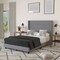 Merrick Lane Percy Modern Platform Bed with Padded Channel Stitched Upholstered Wingback Headboard and Underbed Clearance